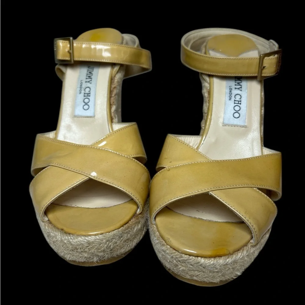 Jimmy Choo Mustard Wedge Sandals - Picture 3 of 9